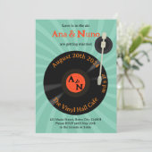 Retro Vinyl bruiloft uitnodiging (Staand voorkant)