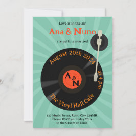 Retro Vinyl bruiloft uitnodiging