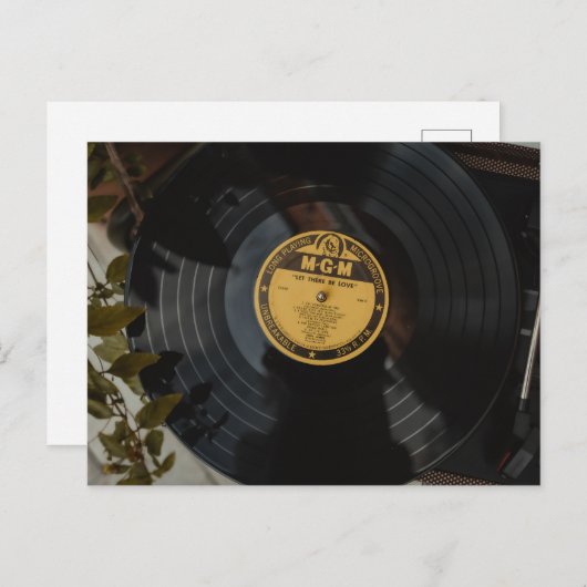 Retro Vinyl bruiloft uitnodiging - Let There Be Lo (Voorkant / Achterkant)