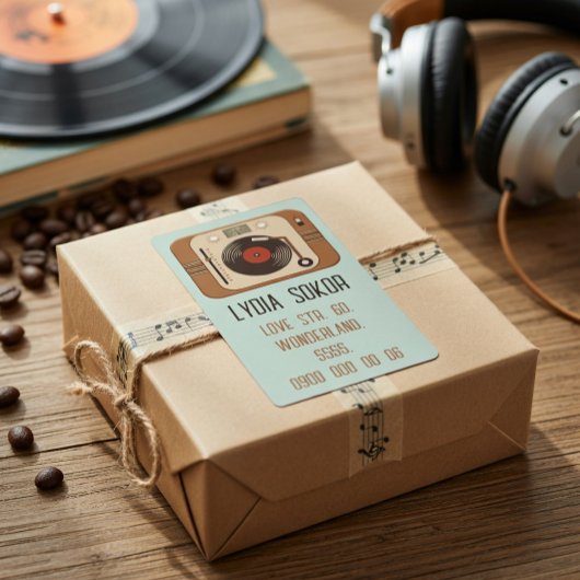 Retro Vinyl Draaitafel Verzendlabel