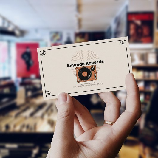 Retro Vinyl Draaitafel Visitekaartje