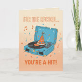 Retro Vinyl "For The Record" Musical Birthday Card Kaart (Voorkant)