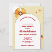 Retro Vinyl Geslachtsneutrale Baby shower Uitnodig Save The Date (Voorkant)