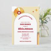 Retro Vinyl Geslachtsneutrale Baby shower Uitnodig Save The Date (Staand voorkant)