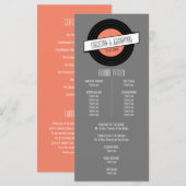Retro Vinyl Huwelijksprogramma Programmakaart (Voorkant / Achterkant)