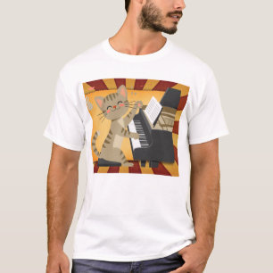 Retro Vinyl Kat DJ Illustratie T-shirt