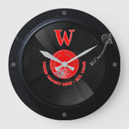 Retro vinyl klok voor aan de muur met eigen naam
