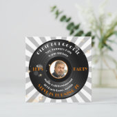 Retro Vinyl Male's Photo Birthday Party Kaart (Staand voorkant)