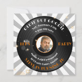 Retro Vinyl Male's Photo Birthday Party Kaart (Voorkant)