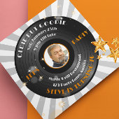 Retro Vinyl Male's Photo Birthday Party Kaart