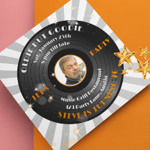 Retro Vinyl Male's Photo Birthday Party