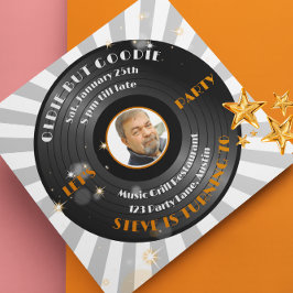 Retro Vinyl Male's Photo Birthday Party Kaart