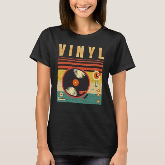 Retro Vinyl Music Addict Diggin Vinyl Crate T-shirt (Voorkant)