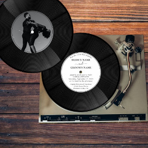 Retro vinyl muziekplaat foto vintage bruiloft kaart
