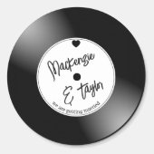 Retro Vinyl Plaat Huwelijk Ronde Sticker (Voorkant)