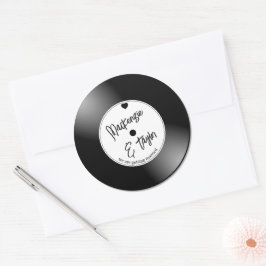 Retro Vinyl Plaat Huwelijk Ronde Sticker