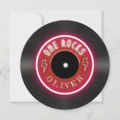 Retro vinyl plaat jongen eerste verjaardag kaart (Voorkant)