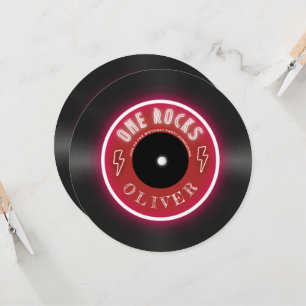 Retro vinyl plaat jongen eerste verjaardag kaart