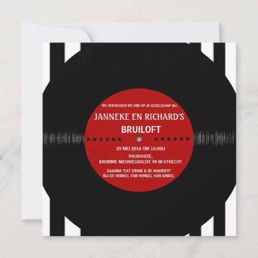 Retro Vinyl Plaat | Moderne Trouw Uitnodiging (Voorkant)