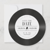 Retro vinyl plat foto bruiloft save the date (Achterkant)