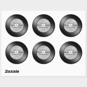 Retro Vinyl Plat Huwelijk Opslagdatum Ronde Sticker (Vel)
