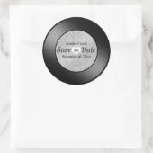 Retro Vinyl Plat Huwelijk Opslagdatum Ronde Sticker (Tas)