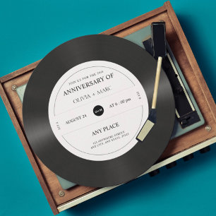 Retro vinyl plat jubileumfeest kaart