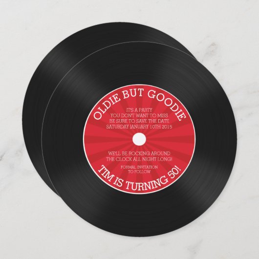 Retro vinyl plat verjaardagsfeest uitnodiging (Voorkant / Achterkant)