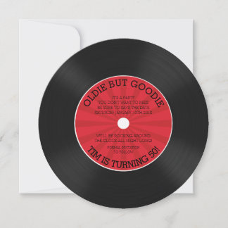 Retro vinyl plat verjaardagsfeest uitnodiging