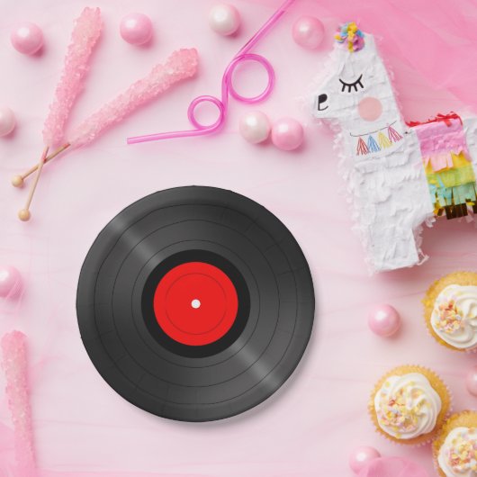 Retro Vinyl Plate Papieren Bordje (Feest)