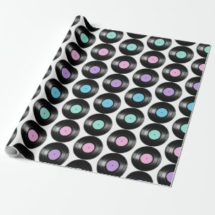 Retro Vinyl Platen Kleurig Patroonontwerp Cadeaupapier