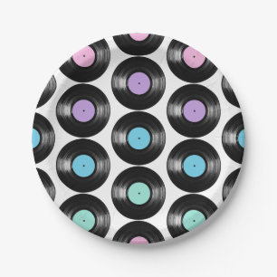 Retro Vinyl Platen Kleurig Patroonontwerp Papieren Bordje