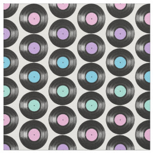 Retro Vinyl Platen Kleurig Patroonontwerp Stof