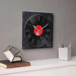 Retro Vinyl Platenspeler Acryl Wandklok