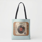 Retro Vinyl Platenspeler Canvas tas (Voorkant)