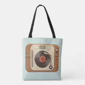 Retro Vinyl Platenspeler Canvas tas (Achterkant)
