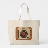 Retro Vinyl Platenspeler Canvas tas (Achterkant)