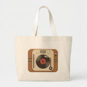 Retro Vinyl Platenspeler Canvas tas (Voorkant)
