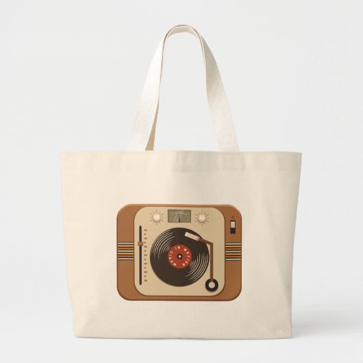 Retro Vinyl Platenspeler Canvas tas (Voorkant)