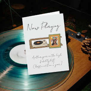 Retro Vinyl Platenspeler Foto Persoonlijk Kaart