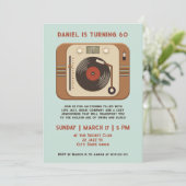 Retro Vinyl Record 60th Birthday Invitation Kaart (Staand voorkant)
