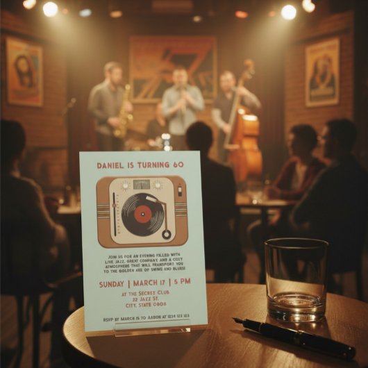 Retro Vinyl Record 60th Birthday Invitation Kaart