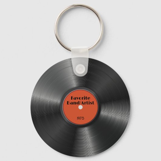 Retro vinyl Record Aangepast, favoriet bandartiest Sleutelhanger (Voorkant)