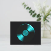 Retro Vinyl Record Album in Blauwgroen Briefkaart (Staand voorkant)