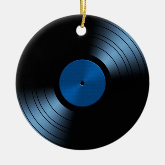 Retro Vinyl Record Album in Blue Keramisch Ornament (Voorkant)