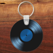 Retro Vinyl Record Album in Blue Sleutelhanger (Voorkant)