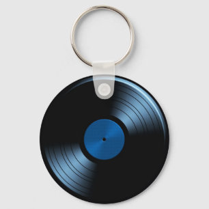 Retro Vinyl Record Album in Blue Sleutelhanger