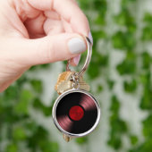 Retro Vinyl Record Album in rood Sleutelhanger (Hand)