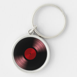 Retro Vinyl Record Album in rood Sleutelhanger