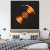 Retro Vinyl Record Album in Sinaasappel Canvas Afdruk (Insitu (Slaapkamer))